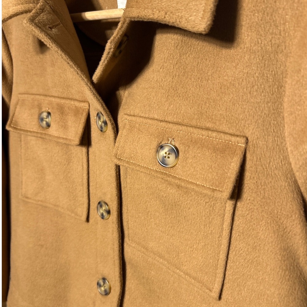 Avec Les Filles Camel Brown Cropped Trucker Jacket Wool Blend Women's Size M - Picture 4 of 12